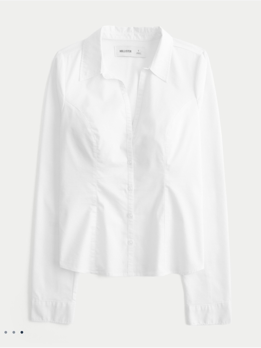 Hollister White Fitted Button-Down Blouse